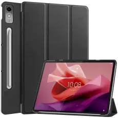 Lenovo Tab P12 Fodral Tri-Fold L&auml;der Svart
