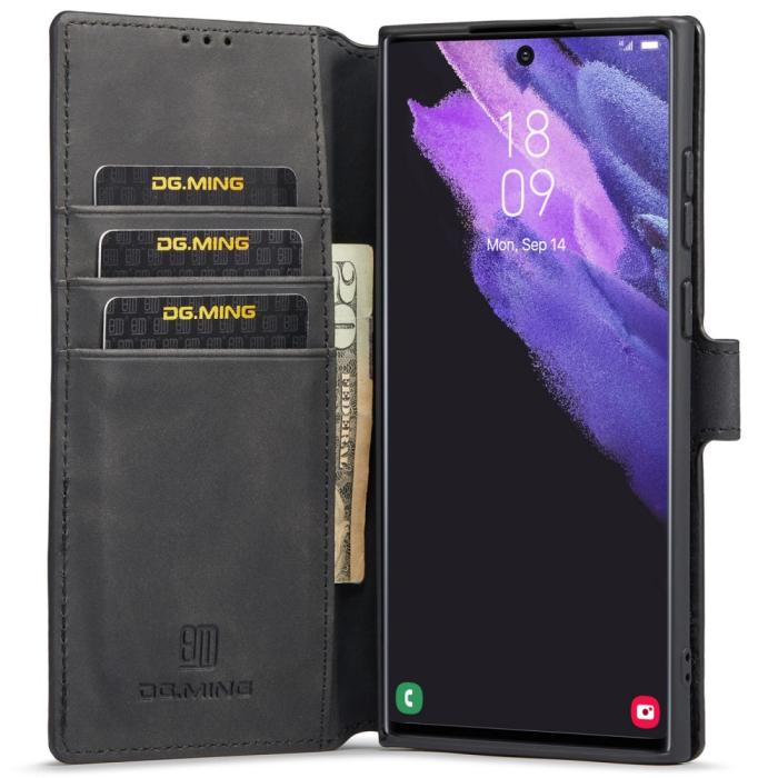 Bild 5, DG.MING Samsung Galaxy S22 Ultra Fodral Retro Läder Svart