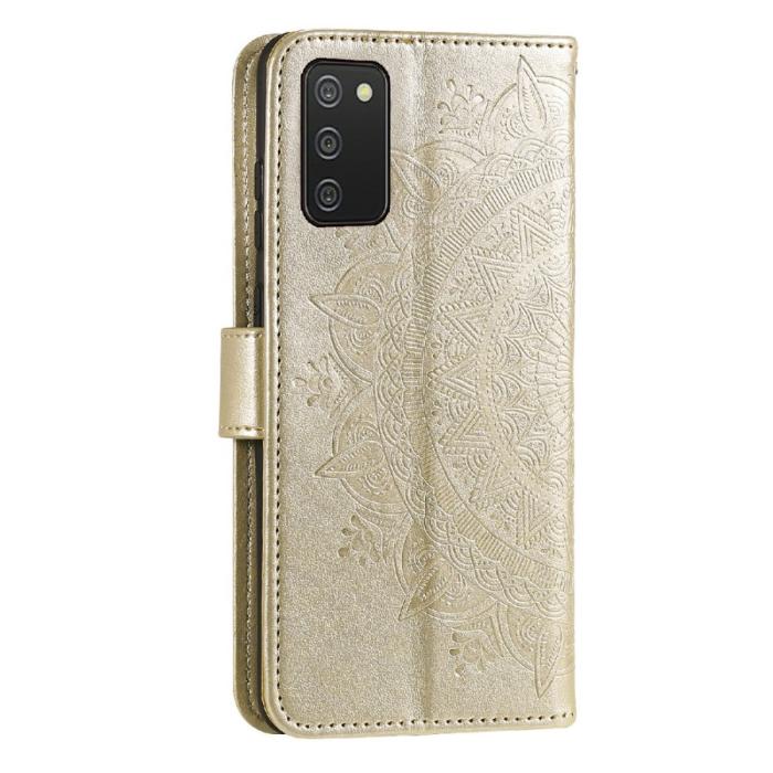 Bild 4, Samsung Galaxy A03s Fodral Mandala Läder Guld