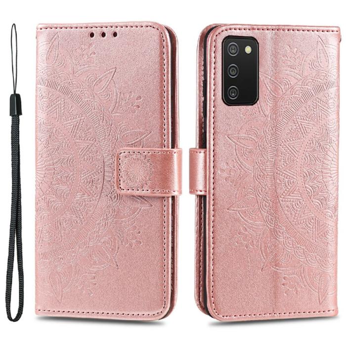Bild 1, Samsung Galaxy A03s Fodral Mandala Läder Roséguld