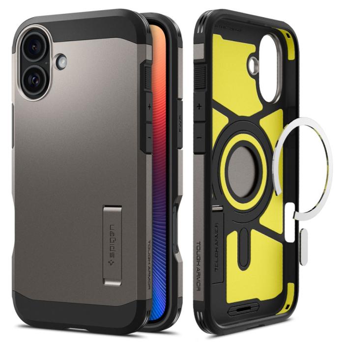 Bild 1, Spigen iPhone 16 Skal MagSafe Mag Tough Armor Gunmetal