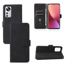 Xiaomi 12 Fodral Skin Touch L&auml;der Svart