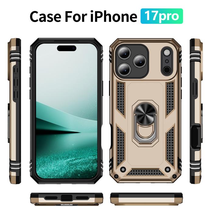Bild 5, iPhone 17 Pro Skal Shockproof Hybrid Ring Guld