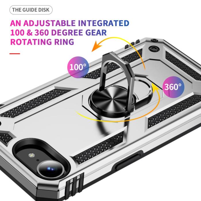 Bild 4, iPhone 17e / 16e Skal Shockproof Hybrid Ring Silver