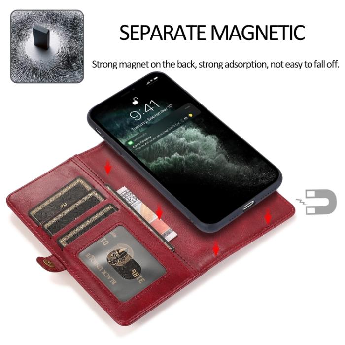 Bild 3, iPhone 14 2in1 Flerfack Magnet Fodral / Skal Röd
