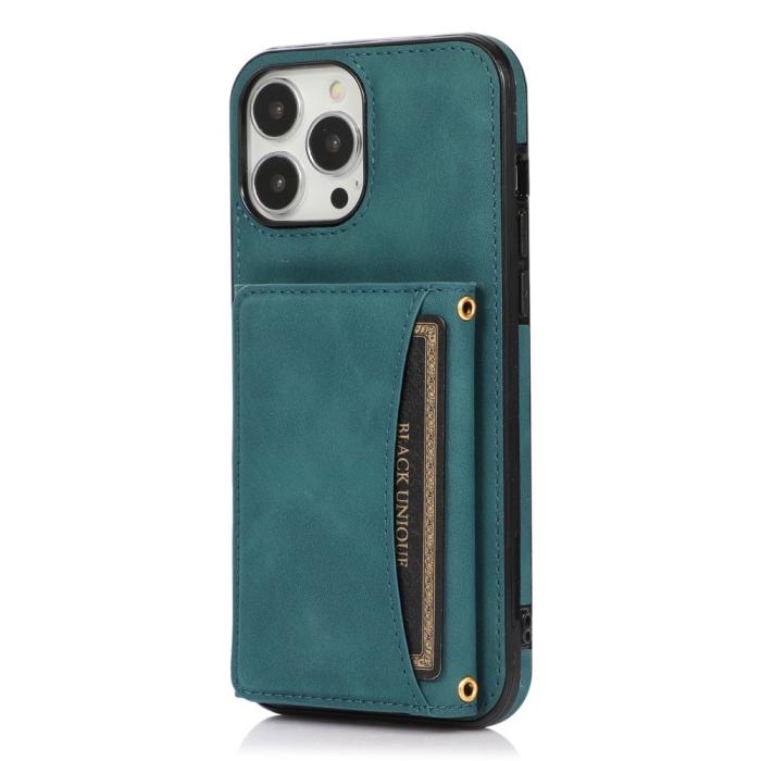Bild 2, iPhone 15 Plus Skal Kickstand Med Kortfack Blå