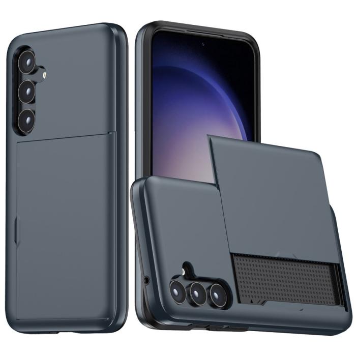 Bild 1, Samsung Galaxy A55 5G Skal Hybrid Med Kortfack Mörk Blå