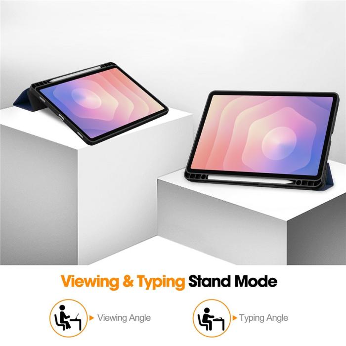 Bild 6, Samsung Galaxy Tab S11 Fodral Tri-Fold Läder Mörk Blå