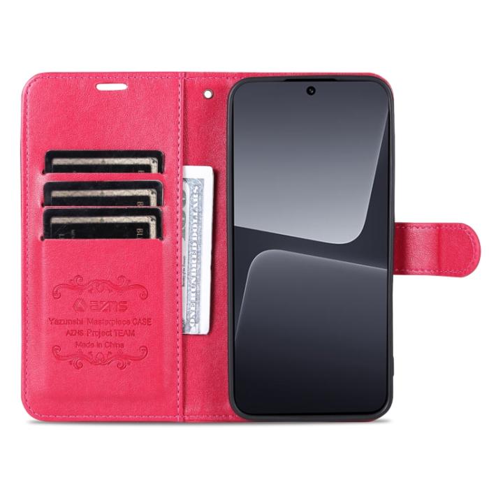Bild 4, AZNS Xiaomi 13 Pro 5G Fodral Läder Rosa/Röd