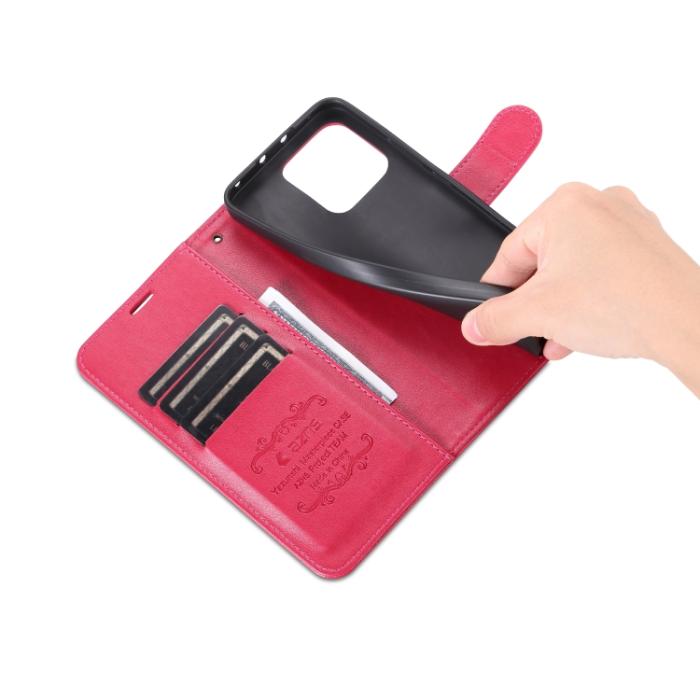 Bild 6, AZNS Xiaomi 13 Pro 5G Fodral Läder Rosa/Röd