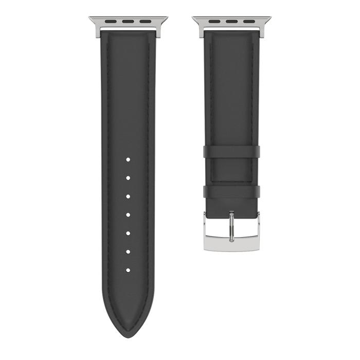 Bild 3, Äkta Läder Armband Apple Watch 42/44/45/49 mm Svart