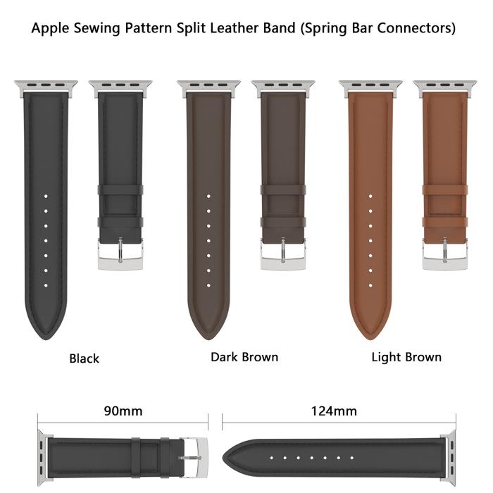 Bild 4, Äkta Läder Armband Apple Watch 42/44/45/49 mm Svart