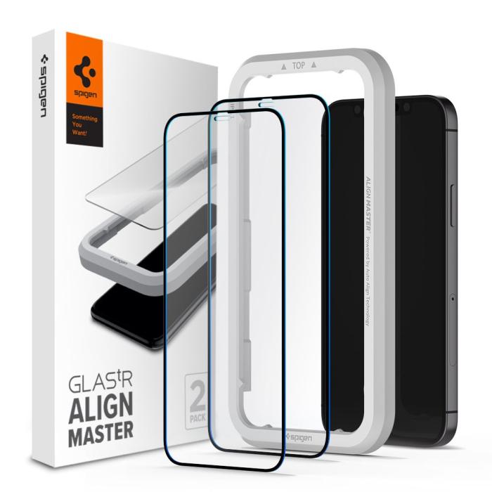 Bild 1, Spigen iPhone 12 / 12 Pro 2-PACK ALM Glas.tR Härdat Glas