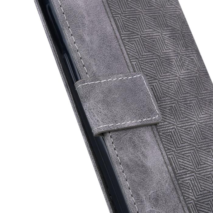 Bild 4, iPhone 14 Pro Max Fodral Geometrisk Läder Grå