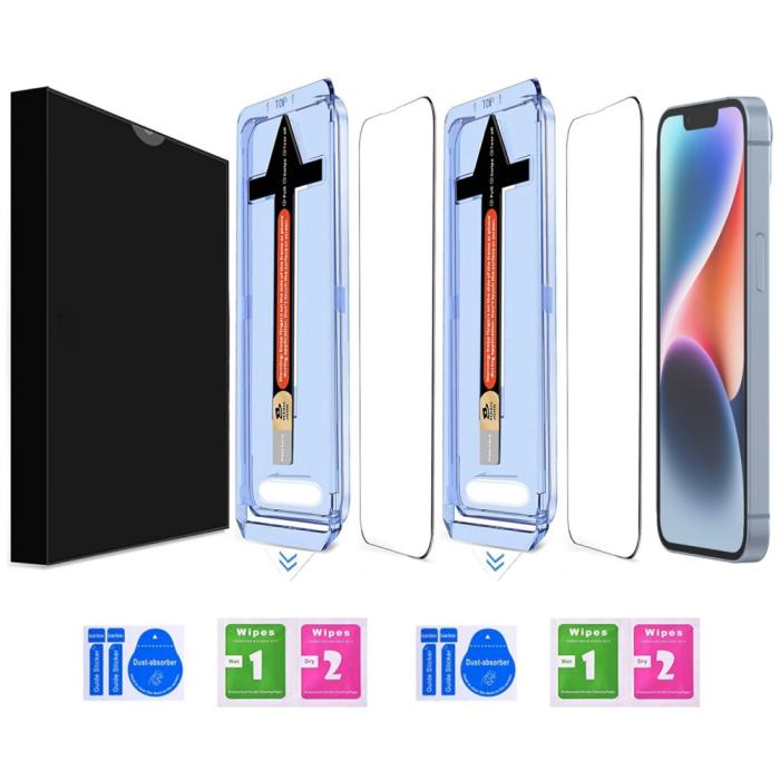 Bild 2, iPhone 14 Plus/13 Pro Max 2-PACK Skärmskydd Heltäckande Härdat Glas