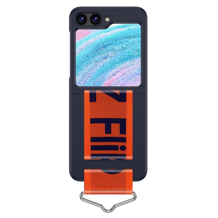 Bild 2, Samsung Galaxy Z Flip 5 Skal Bälte Mörk Blå/Orange