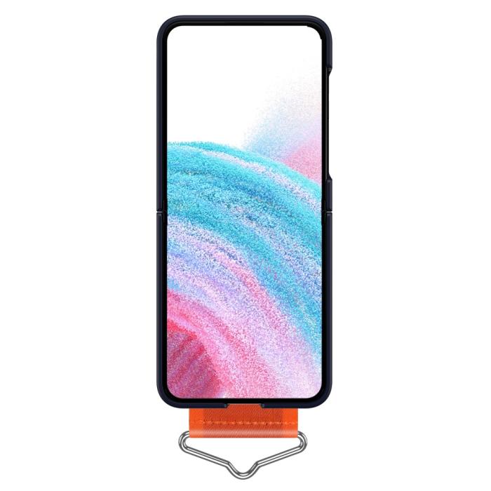 Bild 3, Samsung Galaxy Z Flip 5 Skal Bälte Mörk Blå/Orange