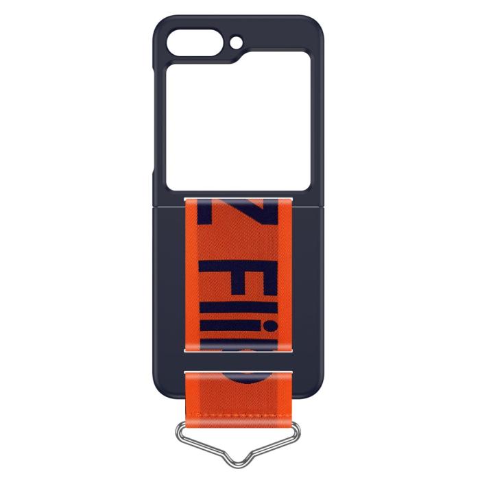 Bild 4, Samsung Galaxy Z Flip 5 Skal Bälte Mörk Blå/Orange