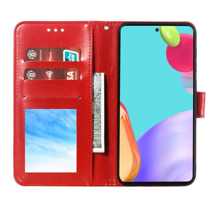 Bild 4, Samsung Galaxy A52 / A52s - Mandala Läder Fodral - Röd