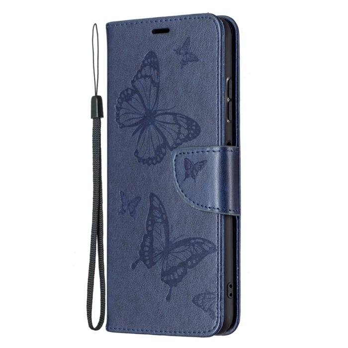 Bild 2, Samsung Galaxy A22 5G - Butterfly Läder Fodral - Mörk Blå