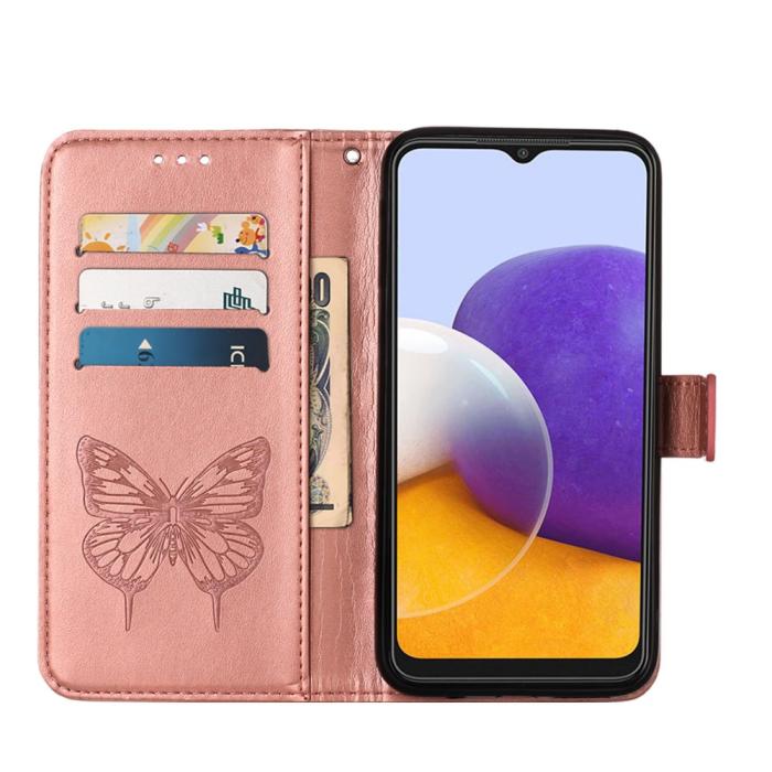Bild 5, Samsung Galaxy A22 5G - Butterfly Plånboksfodral - Roséguld