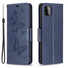 Samsung Galaxy A22 5G - Butterfly Läder Fodral - Mörk Blå