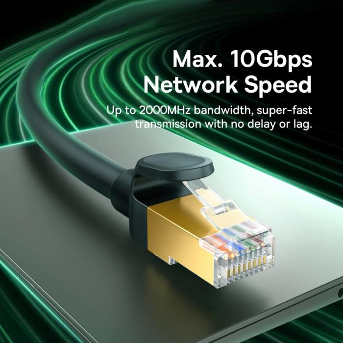 Bild 3, BASEUS 3 m Cat8 40Gbps RJ45 Nätverkskabel Svart
