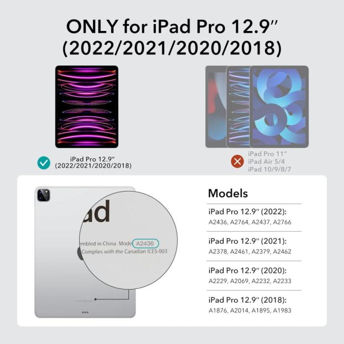 Bild 2, ESR iPad Pro 12.9 2018/2020/2021/2022 2-PACK Skärmskydd Paper Feel