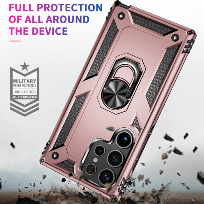 Bild 2, Samsung Galaxy S24 Ultra Skal Ring Hybrid Armor Roséguld
