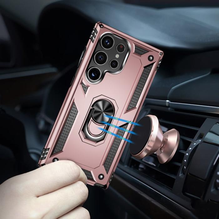 Bild 4, Samsung Galaxy S24 Ultra Skal Ring Hybrid Armor Roséguld