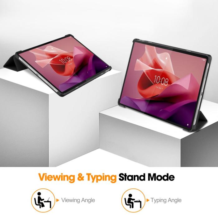 Bild 4, Lenovo Tab P12 Fodral Tri-Fold Läder Svart