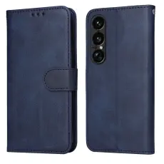 Sony Xperia 1 VII Fodral L&auml;der Bl&aring;