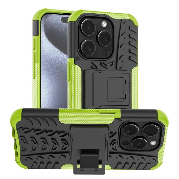 Bild 1, iPhone 15 Pro Stöttåligt Skal med Stöd Grön