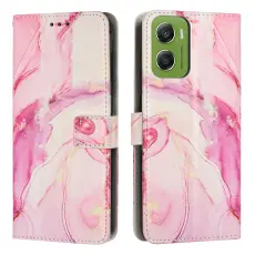 Motorola Moto G06 / G06 Power Fodral l&auml;der Marmor Ros&eacute;guld