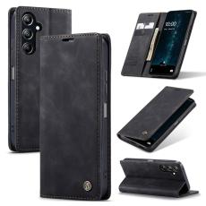 CASEME Samsung Galaxy A16 Fodral Flip Retro L&auml;der Svart