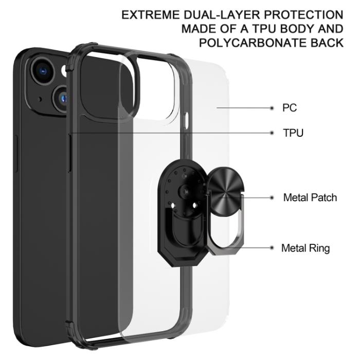 Bild 3, iPhone 14 Pro Skal Hybrid Armor Shockproof Ring Svart