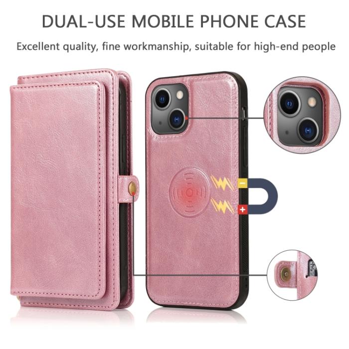 Bild 2, iPhone 14 2in1 Flerfack Magnet Fodral / Skal Roséguld