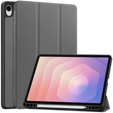 Samsung Galaxy Tab S11 Fodral Tri-Fold L&auml;der Gr&aring;
