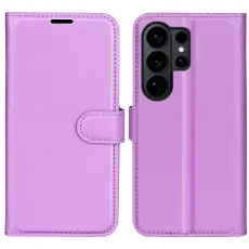 Samsung Galaxy S26 Ultra Fodral Litchi L&auml;der Lila