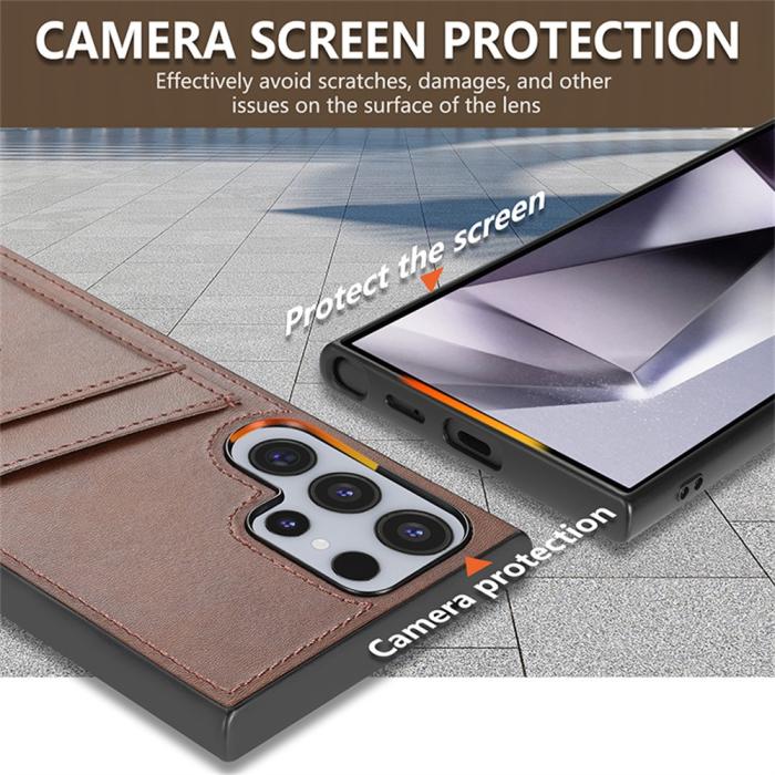 Bild 6, AZNS Samsung Galaxy S26 Ultra Skal Med Kortfack Läder Brun