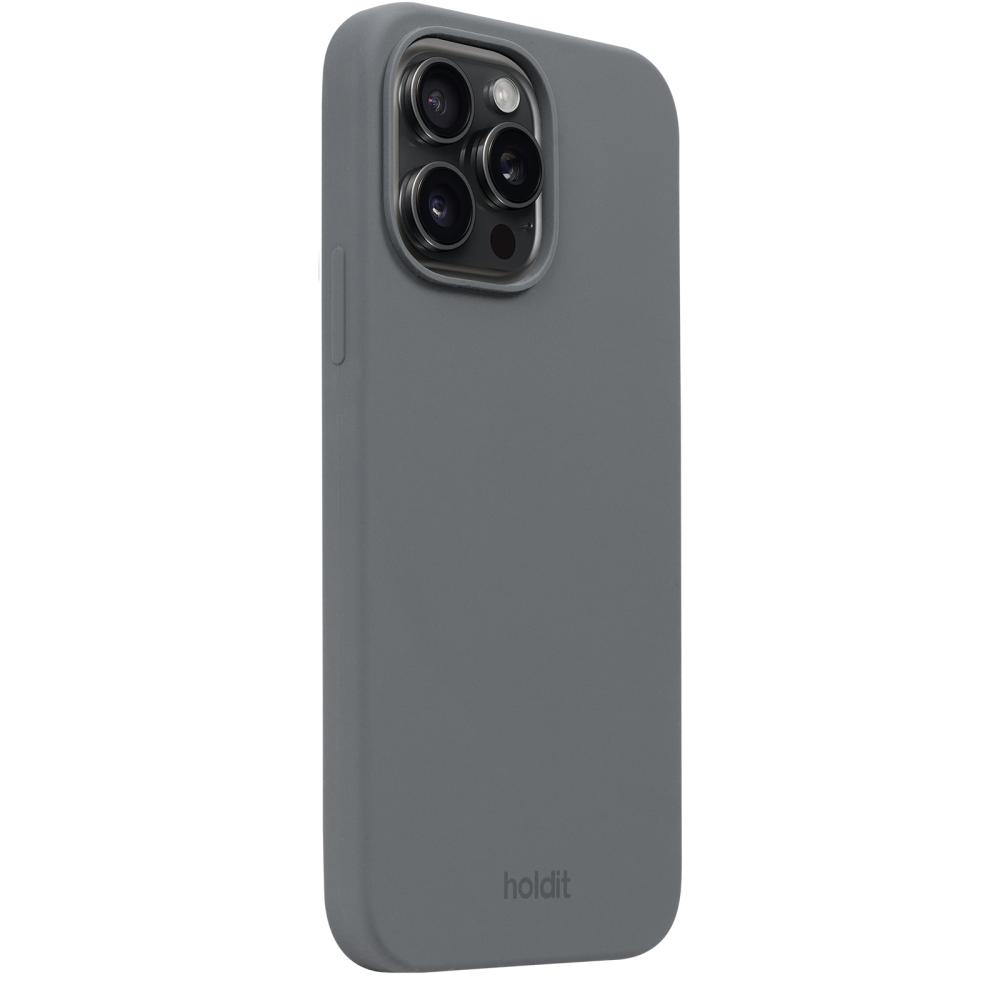 holdit iPhone 15 Pro Mobilskal Silikon Space Gray