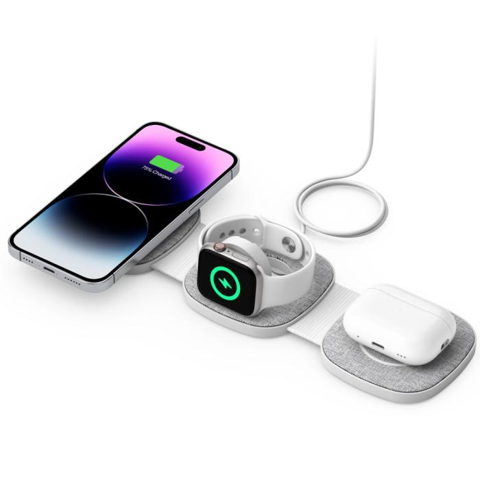 Bild 2, Tech-Protect 15W 3in1 Magnetisk MagSafe Qi Laddare Grå