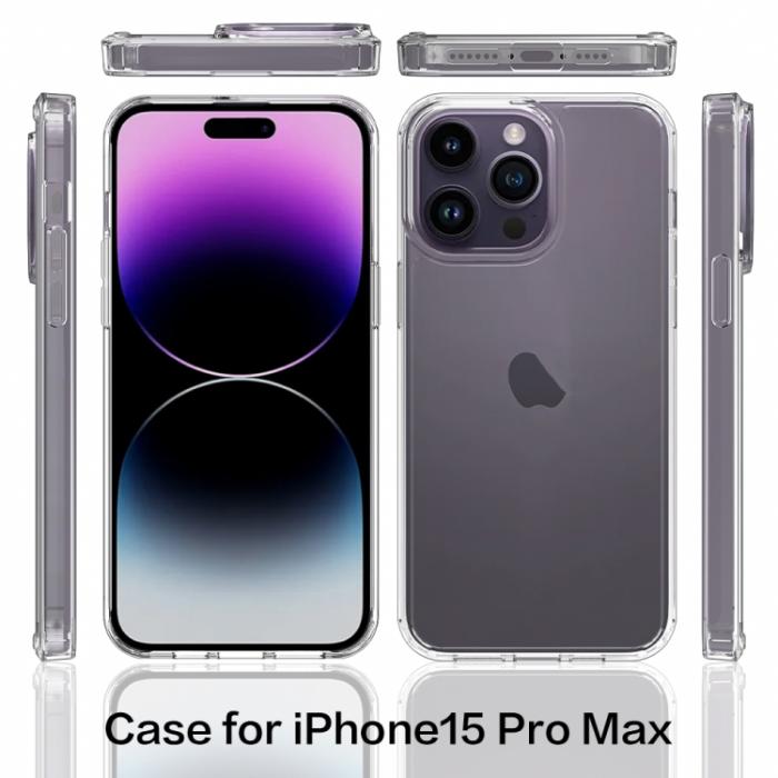 Bild 2, iPhone 15 Pro Max Skal Akryl/TPU Shockproof Svart
