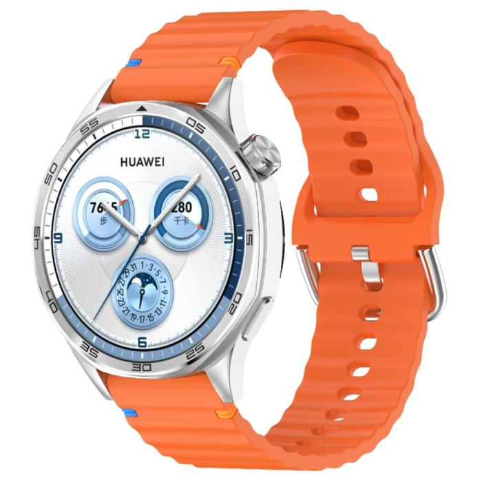 Bild 2, Klockarmband 20 mm Silikon Wave Design Orange