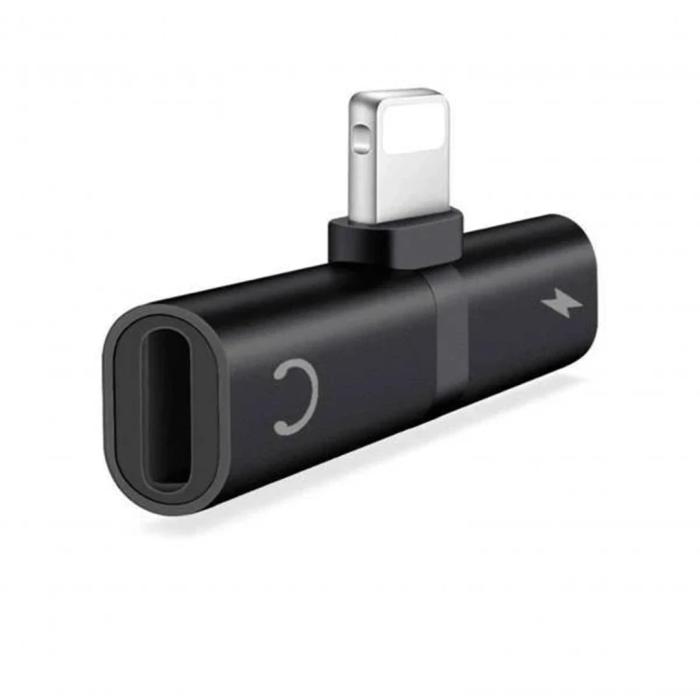Bild 1, Lightning Splitter x2 Lightning Port Med Stöd För Volymkontroll - Svart