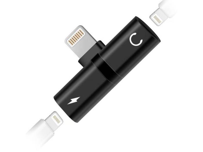 Bild 4, Lightning Splitter x2 Lightning Port Med Stöd För Volymkontroll - Svart