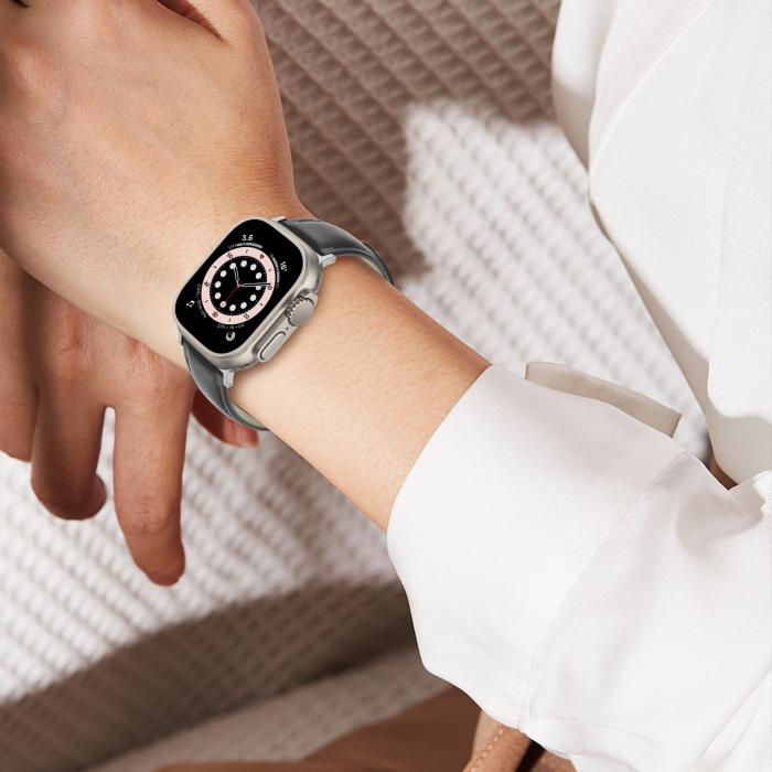Bild 6, Äkta Läder Armband Apple Watch 42/44/45/49 mm Svart