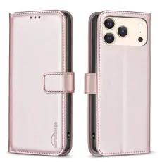 BINFEN iPhone 17 Pro Max Fodral L&auml;der Ros&eacute;guld