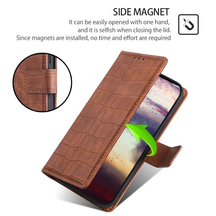 Bild 5, Samsung Galaxy S23 Ultra Fodral Krokodil Textur Brun
