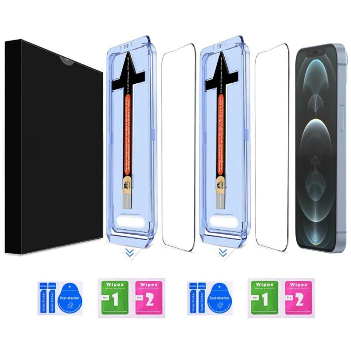 Bild 2, iPhone 12 Pro Max 2-PACK Skärmskydd Heltäckande Härdat Glas